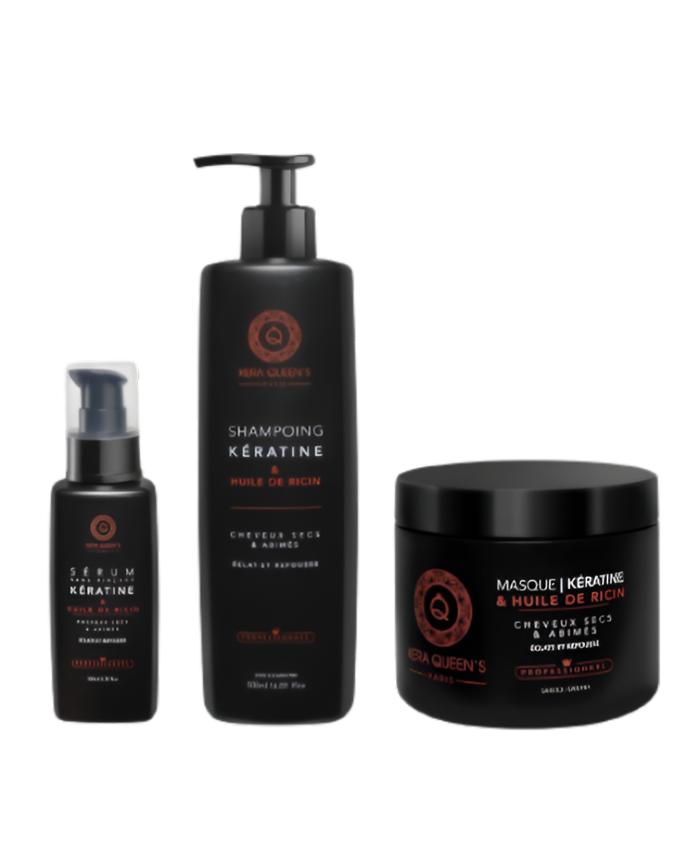 Kera Queen's - Ricin and Keratin Trio - Shampoo 500ml + Mask 500ml + Serum 100ml