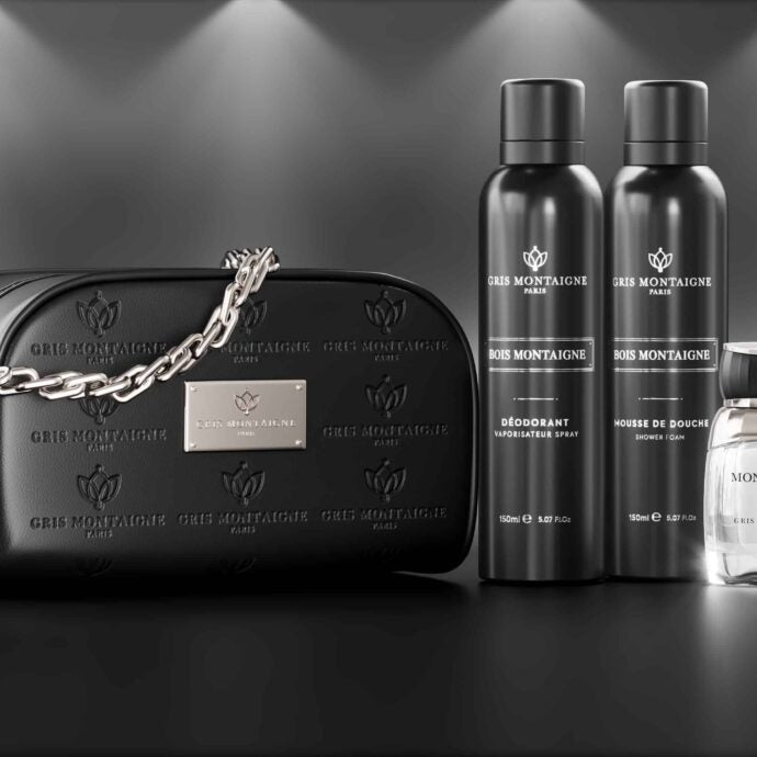 Montaigne Wood Cosmetic Kit Perfume Extract + Deo 150ml + Shower Foam 150ml from the brand Gris Montaigne mixed 80ml