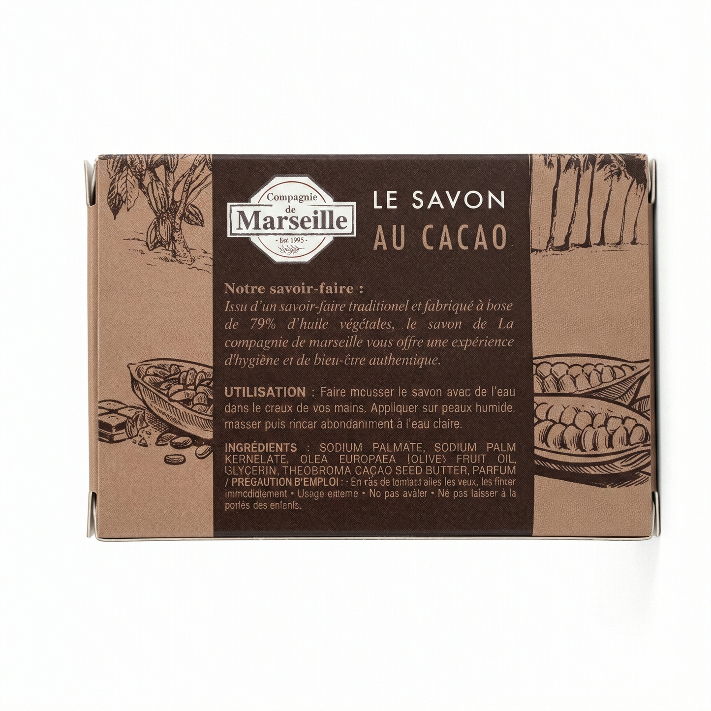 Compagnie de Marseille - Cacao - Savon de Marseille 99% d'Origine Naturelle