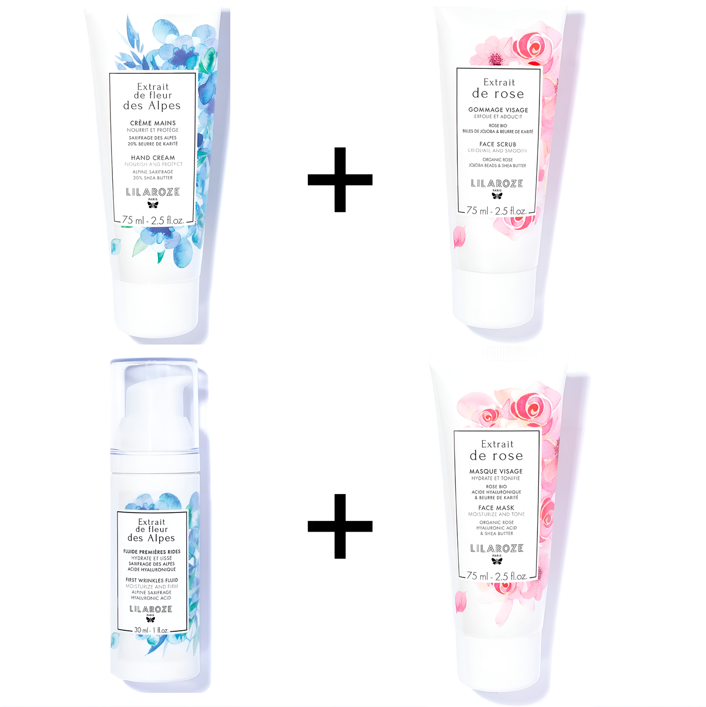 Lilaroze Paris - Alpine Blossom Extract Hand Cream + Alpine Blossom Extract Face Scrub + Alpine Blossom Extract First Wrinkle Fluid + Alpine Blossom Extract Face Mask Pack