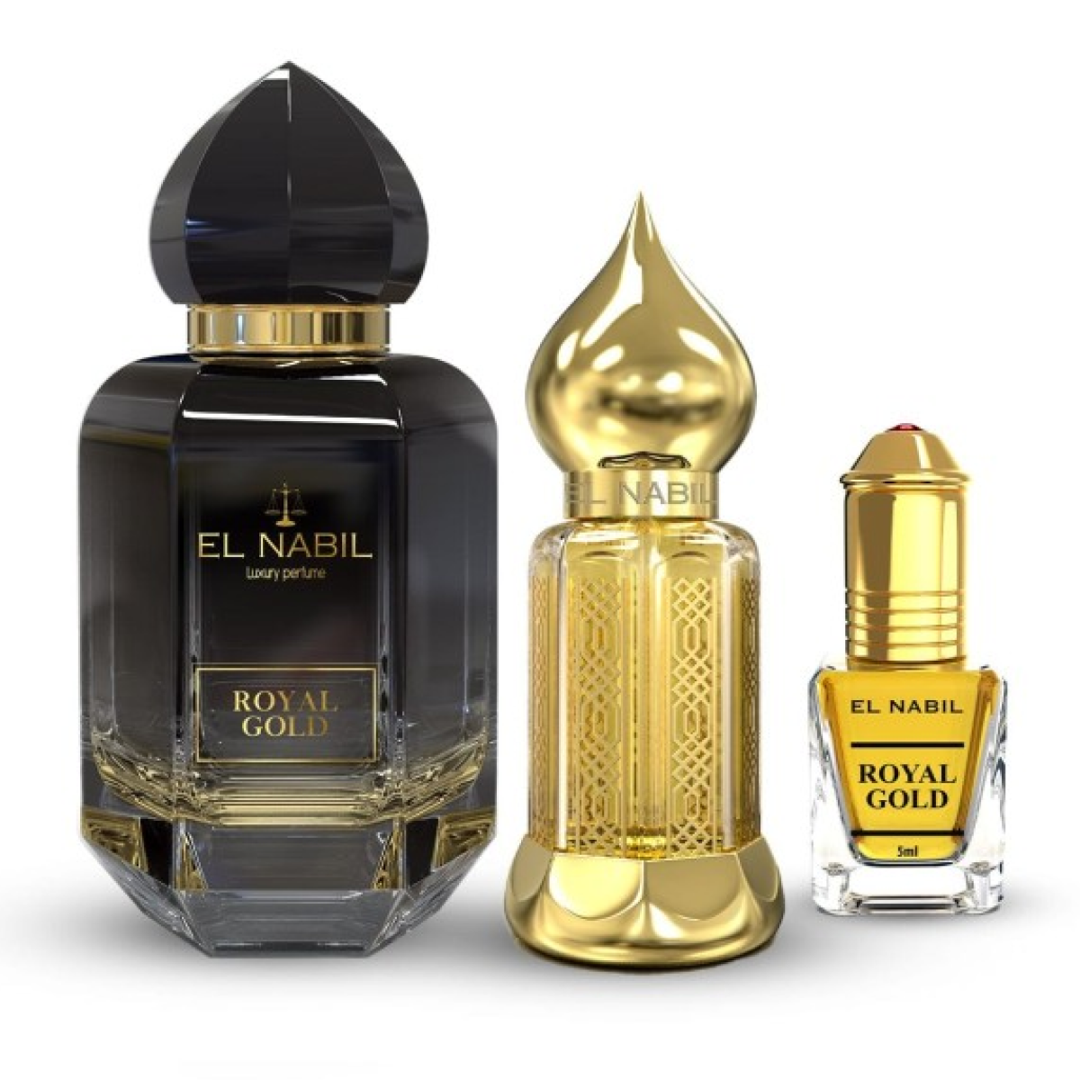 EL NABIL Gift Set Royal Gold 65ml +12ml Spray +5ml