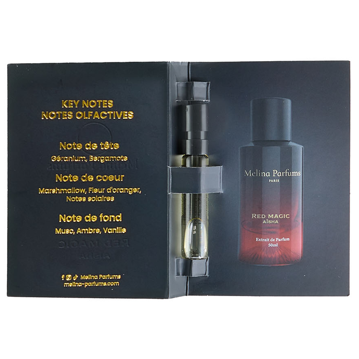 Melina Parfums - échantillons Red magic aisha