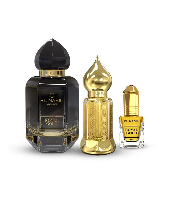 EL NABIL Royal Gold Gift Set 65ml +12ml Spray +5ml