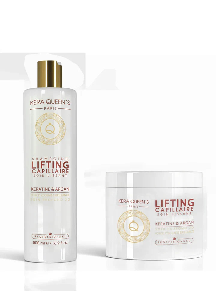 Kera Queen's - Duo Lifting Kératine & Argan soin profond 3D Shampoo 500ml + Mask 500ml