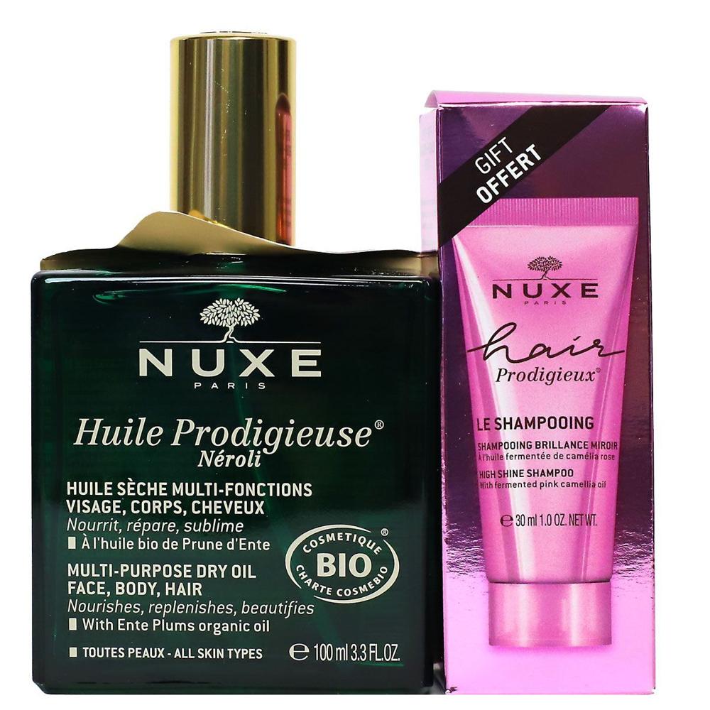 Nuxe - HUILE PRODIGIEUSE NEROLI - Multi-Purpose Dry Oil 100ml + Free 30ml Mirror Shine Shampoo