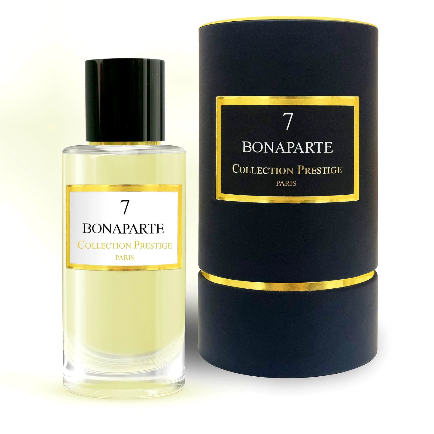 Luxury perfume bottle from Collection Prestige - Bonaparte, a unisex Eau de Parfum with elegant design and golden accents.