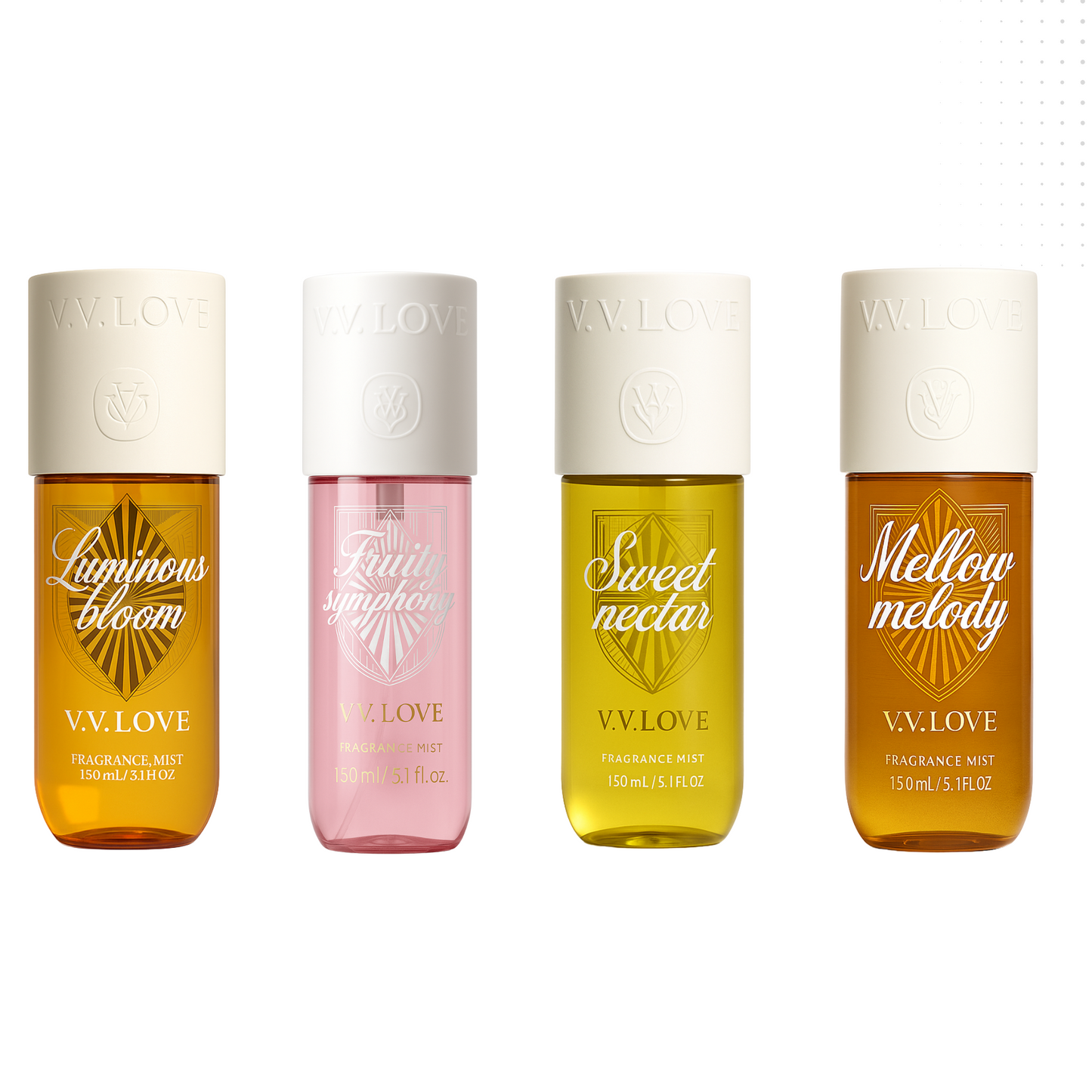VV love - Pack Luminous Bloom + Fruity Symphony + Sweet Nectar + Mellow Melody - Perfumed mist for women