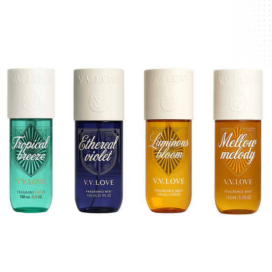 VV love - Pack Tropical Breeze + Ethereal Violet + Luminous Bloom + Mellow Melody - Perfumed mist for women