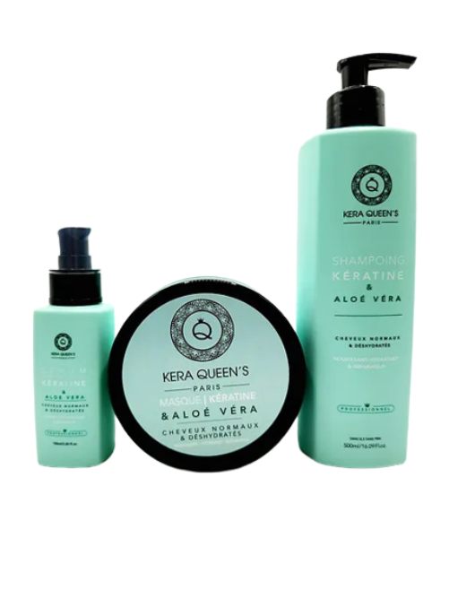 Kera Queen's - Aloe Vera and Keratin Trio - Shampoo 500ml + Mask 500ml + Serum 100ml