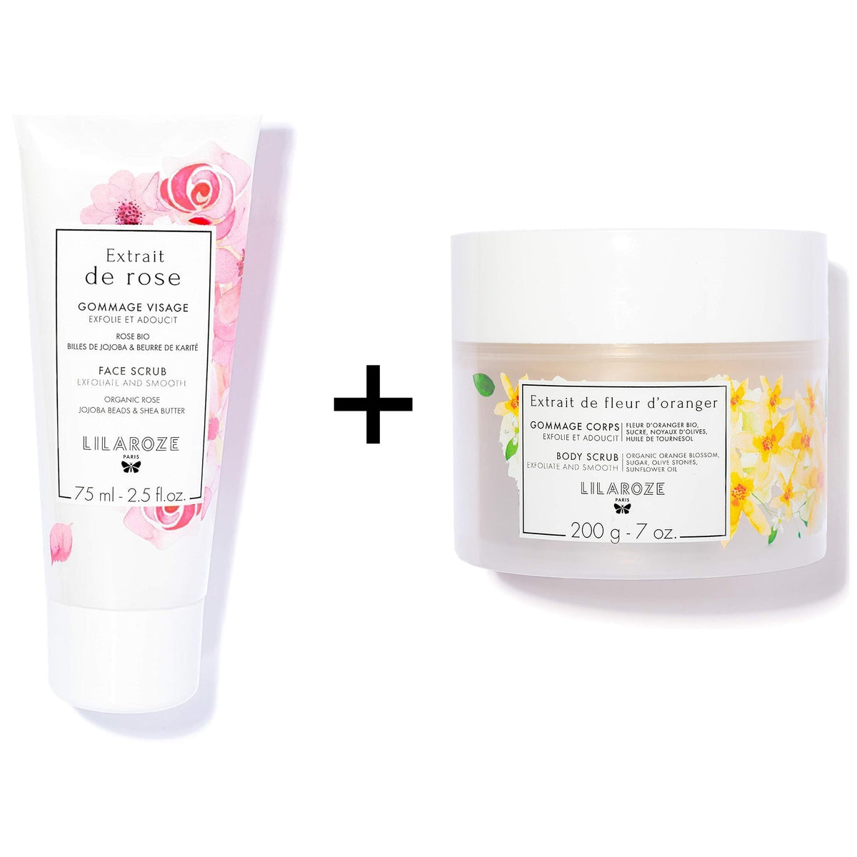 Lilaroze Paris - Pack Exfoliating Scrub Body Extract of Rose Bio + Face Mask Extract of Rose Hydrate et Tonifie