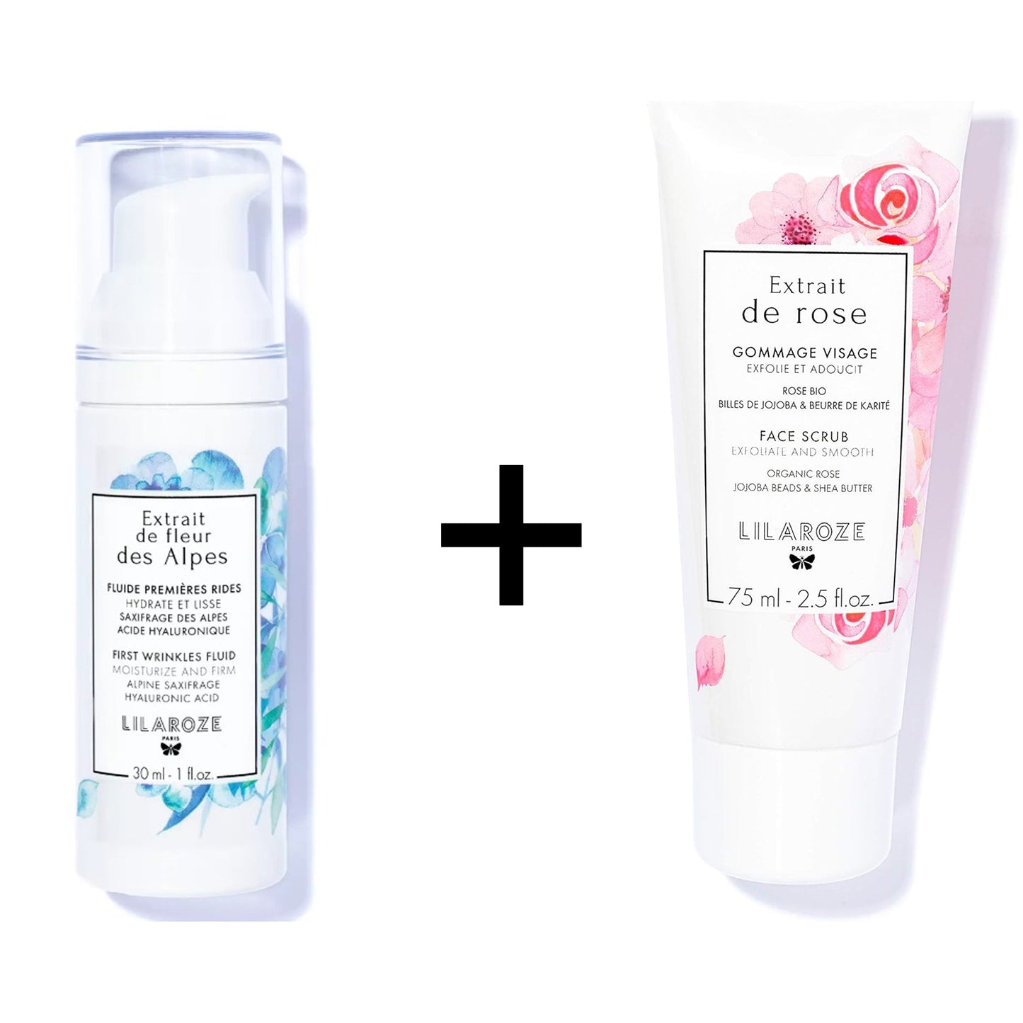 Lilaroze Paris - Face Mask Pack Rose Extract Moisturizes and Tones + First Wrinkle Fluid Alpine Flower Extract Moisturizes and Smoothes Hyaluronic Acid