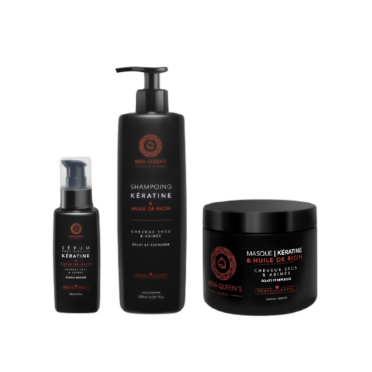 Kera Queen's - Trio Ricin et Kératine - Shampoo 500ml + Mask 500ml + Serum 100ml