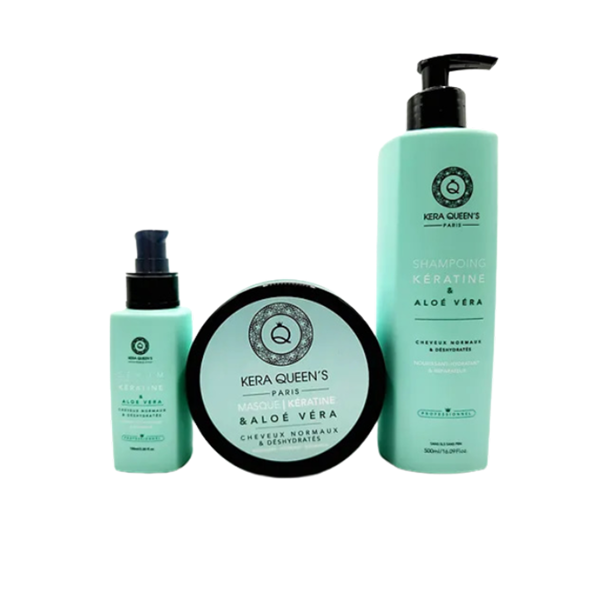 Kera Queen's - Trio Aloe Vera et Kératine - Shampoo 500ml + Mask 500ml + Serum 100ml