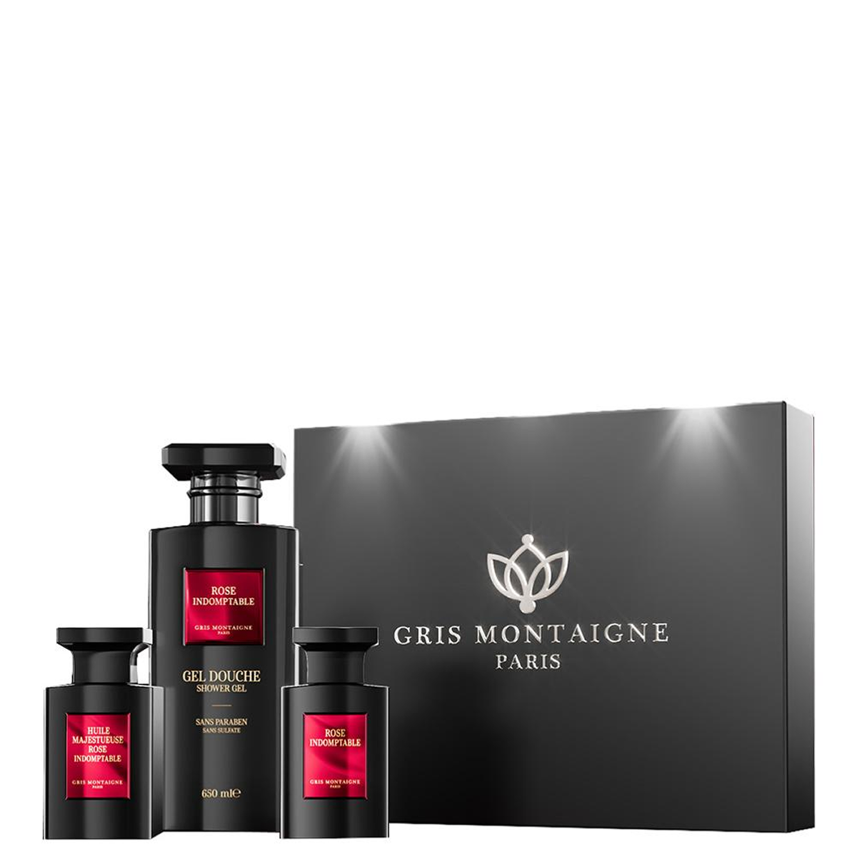 Gris Montaigne - Gift Set Rose Indomptable Shower Gel 650ml + Parfum 75ml + Oil 75ml