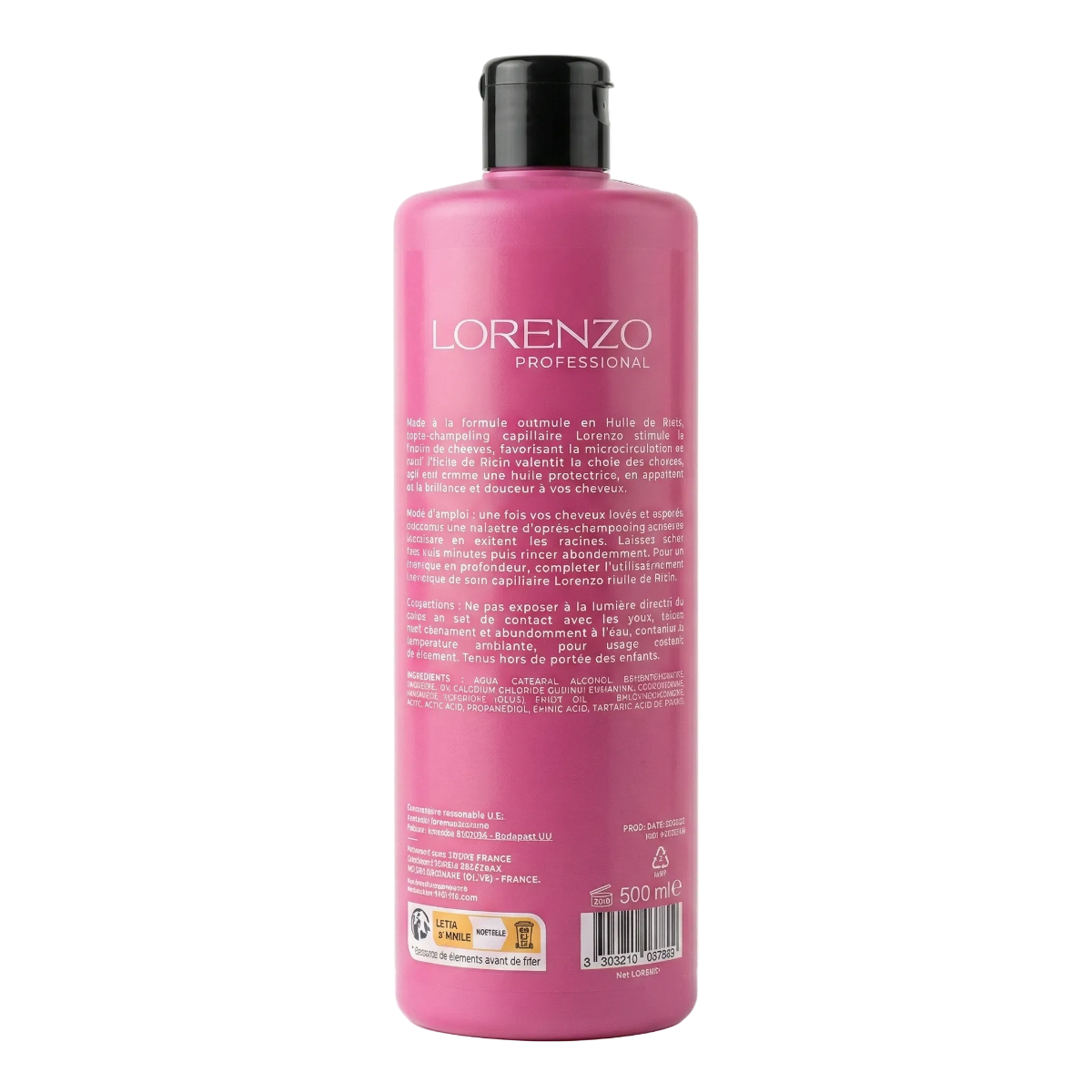 500ml Lorenzo Professional - Après-Shampooing Huile de Ricin Cheveux Abîmes 500ml