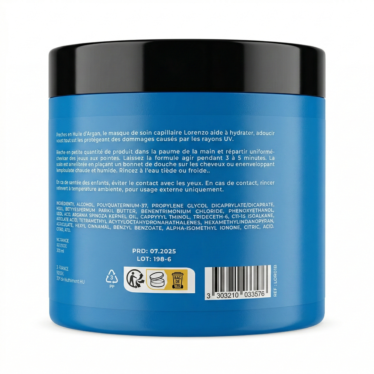 500ml Lorenzo Professional - Masque Capillaire a l'Huile d'Argan Du Maroc