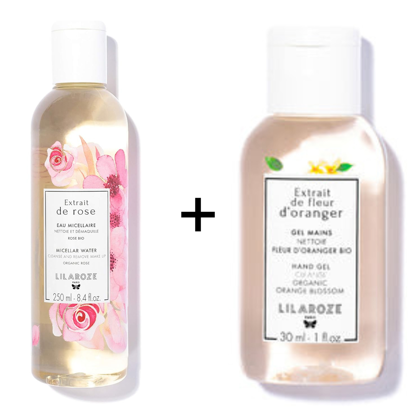 Lilaroze - Organic Cleansing Rose Extract Micellar Water + Orange Blossom Extract Cleansing Hand Gel Pack
