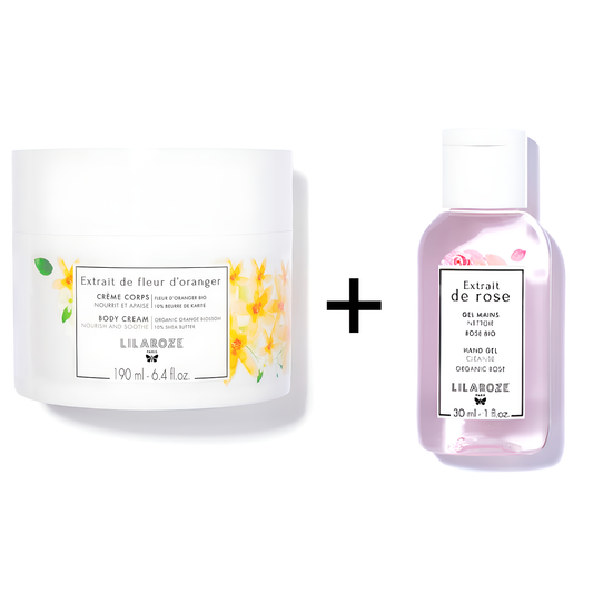 Lilaroze Paris - Organic Orange Blossom Extract Body Cream + Rose Extract Cleansing Hand Gel Pack