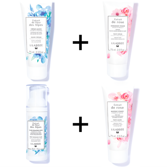 Lilaroze Paris - Alpine Blossom Extract Hand Cream + Alpine Blossom Extract Face Scrub + Alpine Blossom Extract First Wrinkle Fluid + Alpine Blossom Extract Face Mask Pack