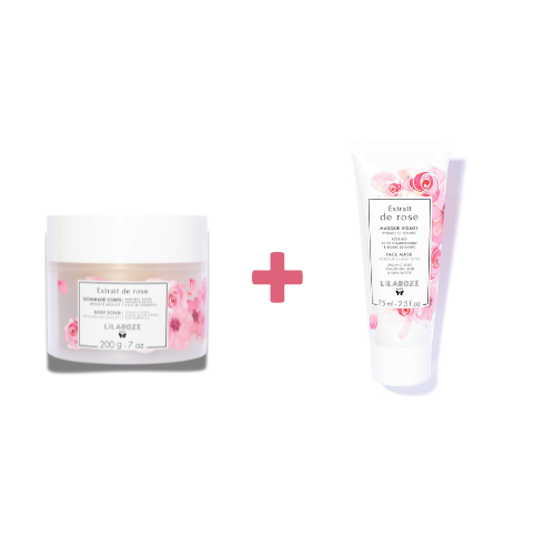 Lilaroze Paris - Pack Exfoliating Scrub Body Extract of Rose Bio + Face Mask Extract of Rose Hydrate et Tonifie