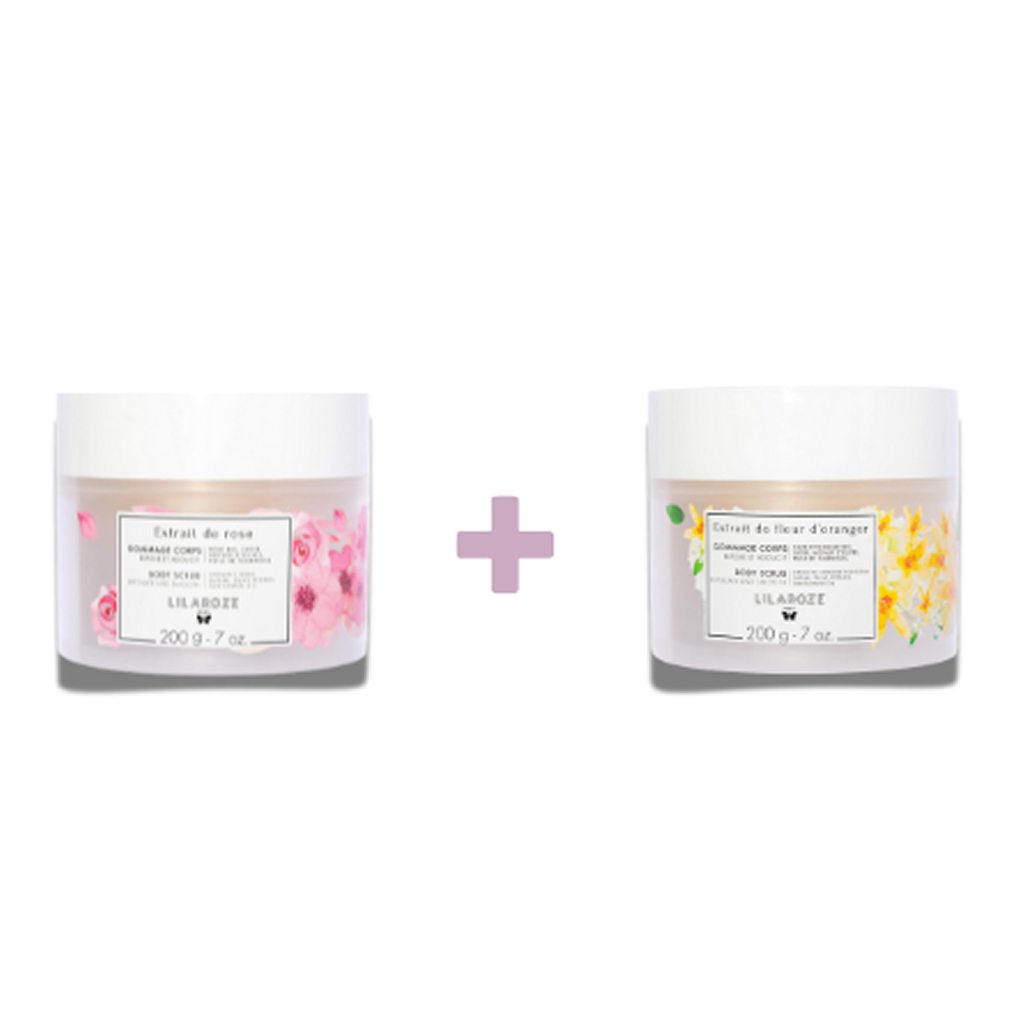 Lilaroze Paris - Organic Rose Extract Body Scrub + Organic Orange Blossom Extract Body Scrub