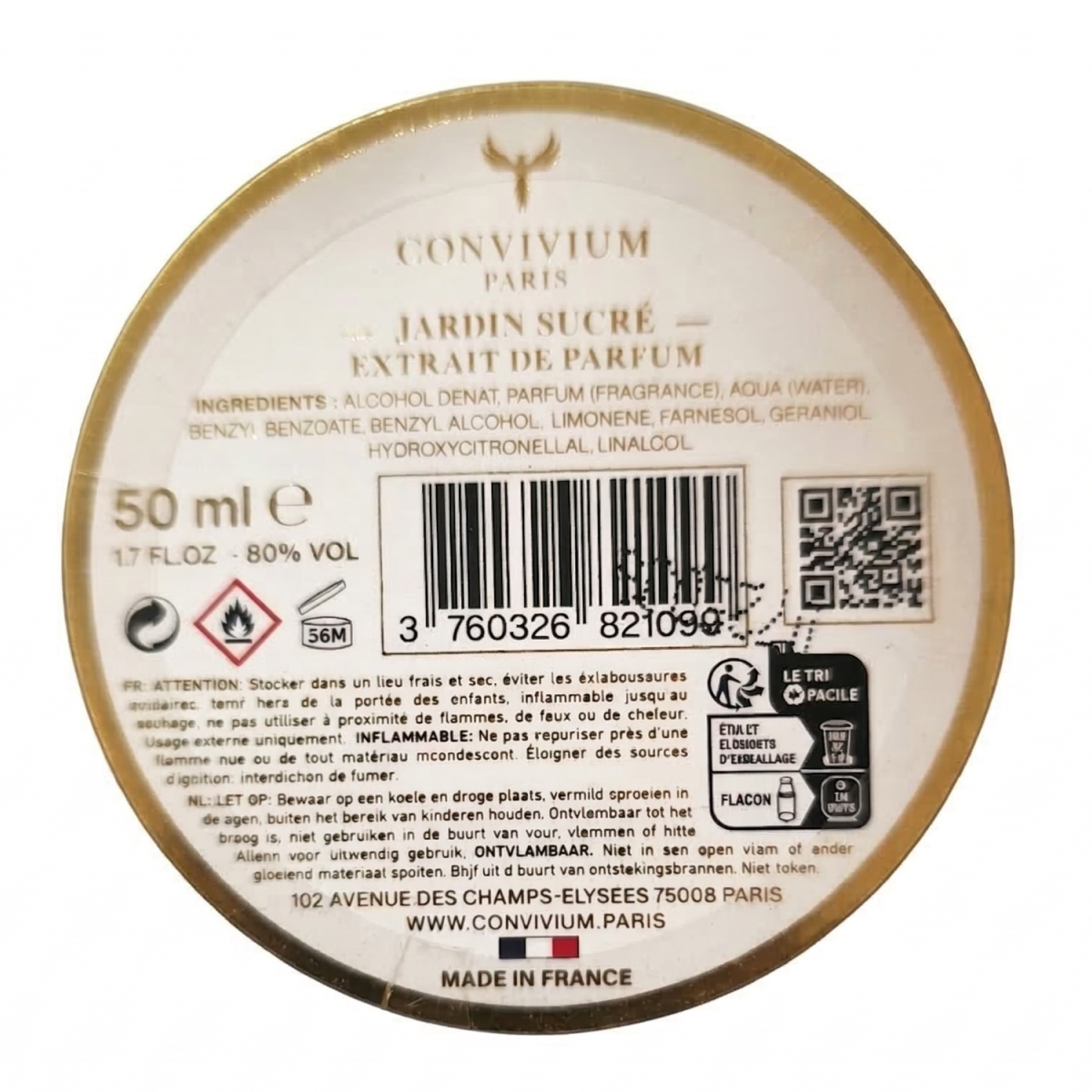 50ml Convivium Paris - Jardin Sucré - Extrait de Parfum Mixte
