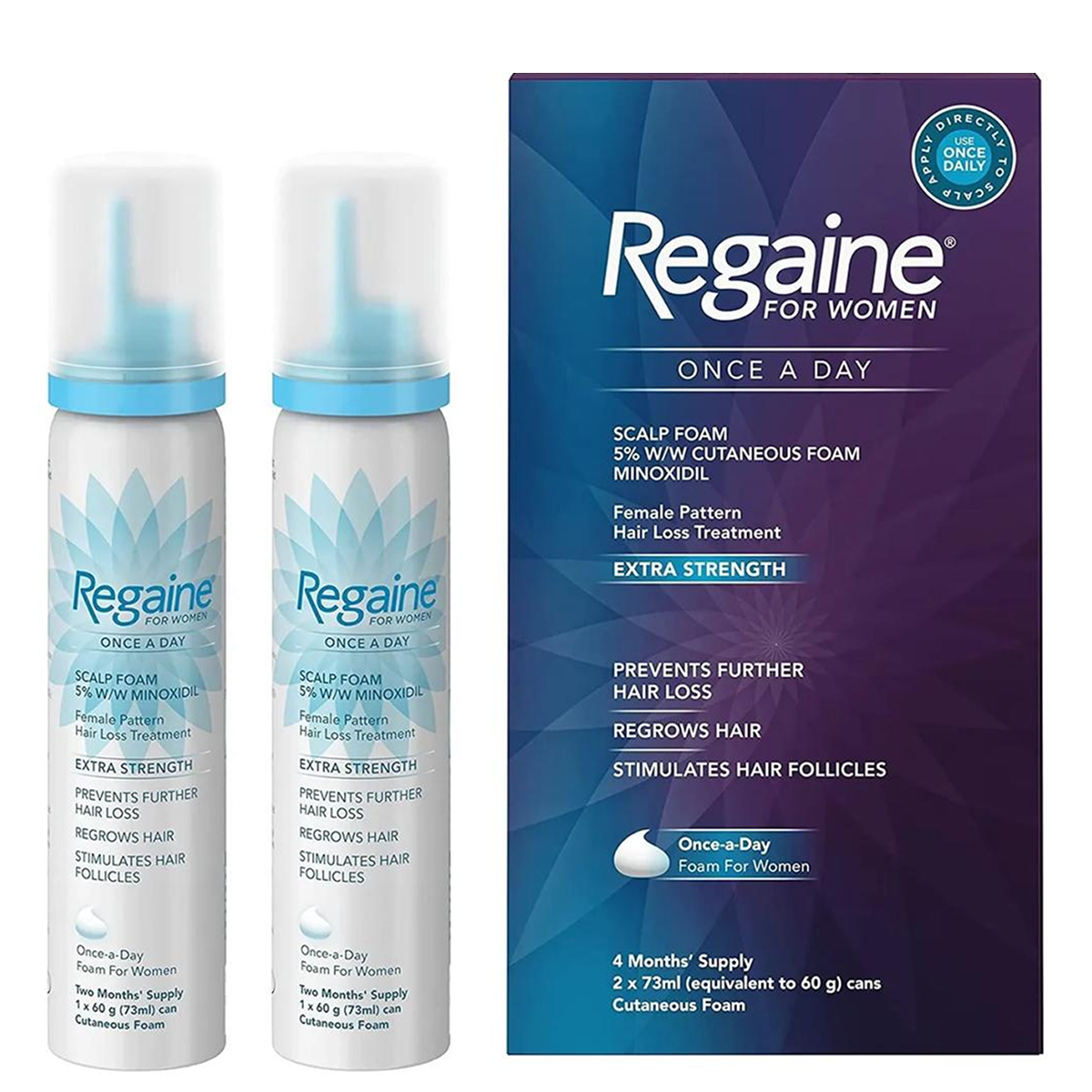 2*73ml Regaine - Traitement de Hair for Women 2*73ml 4mois D'utilisation