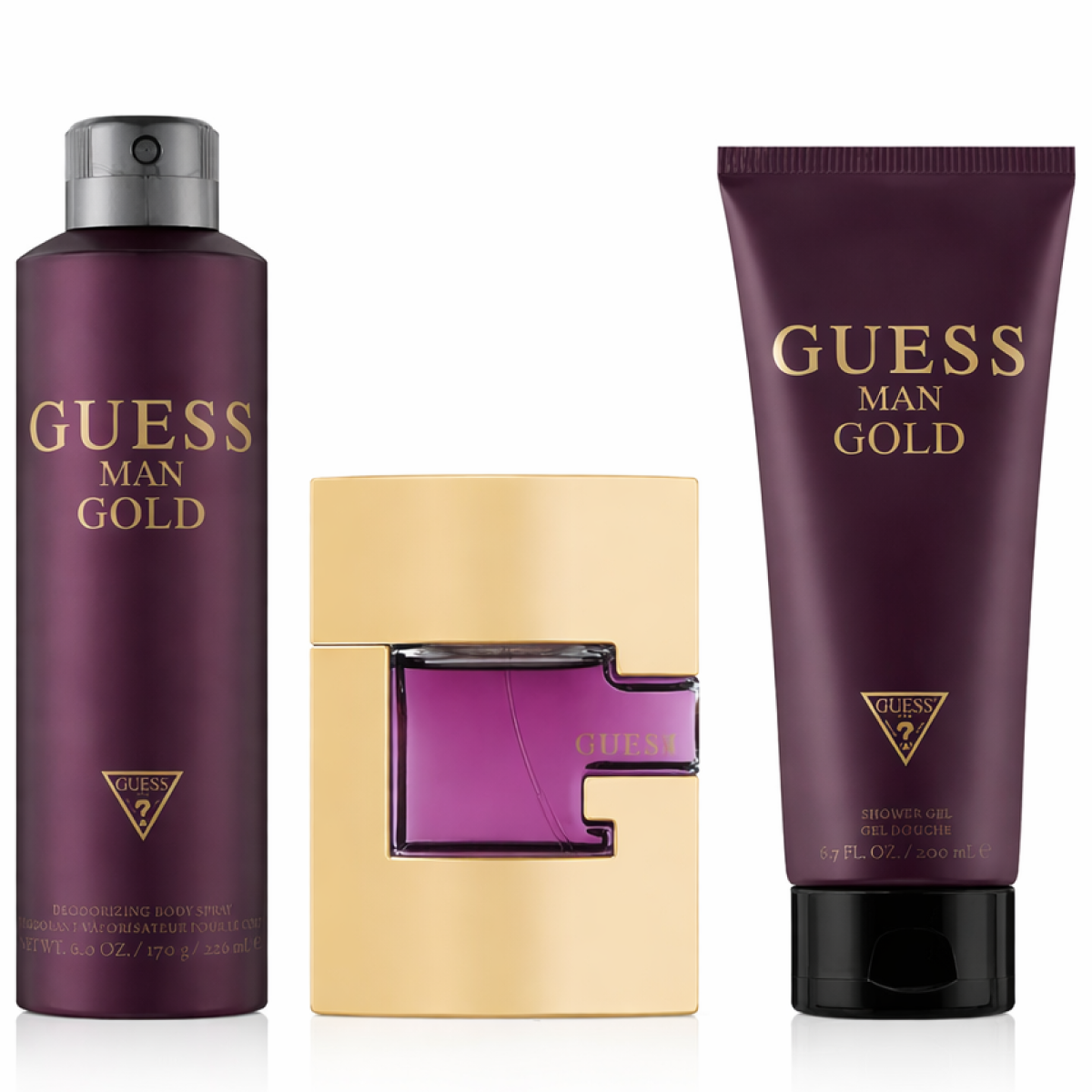 Guess - Man Gold - Gift Set for Men Deodorant 226ml + Eau de Toilette 75ml + Shower Gel 200ml