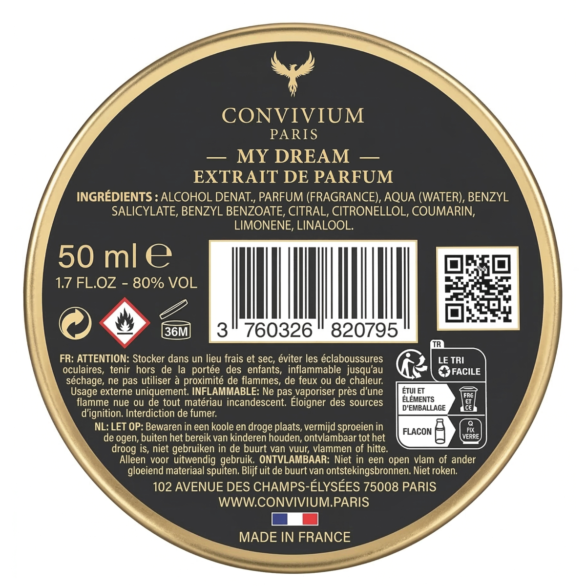 50ml Convivium Paris - My Dream - Extrait de Parfum Mixte