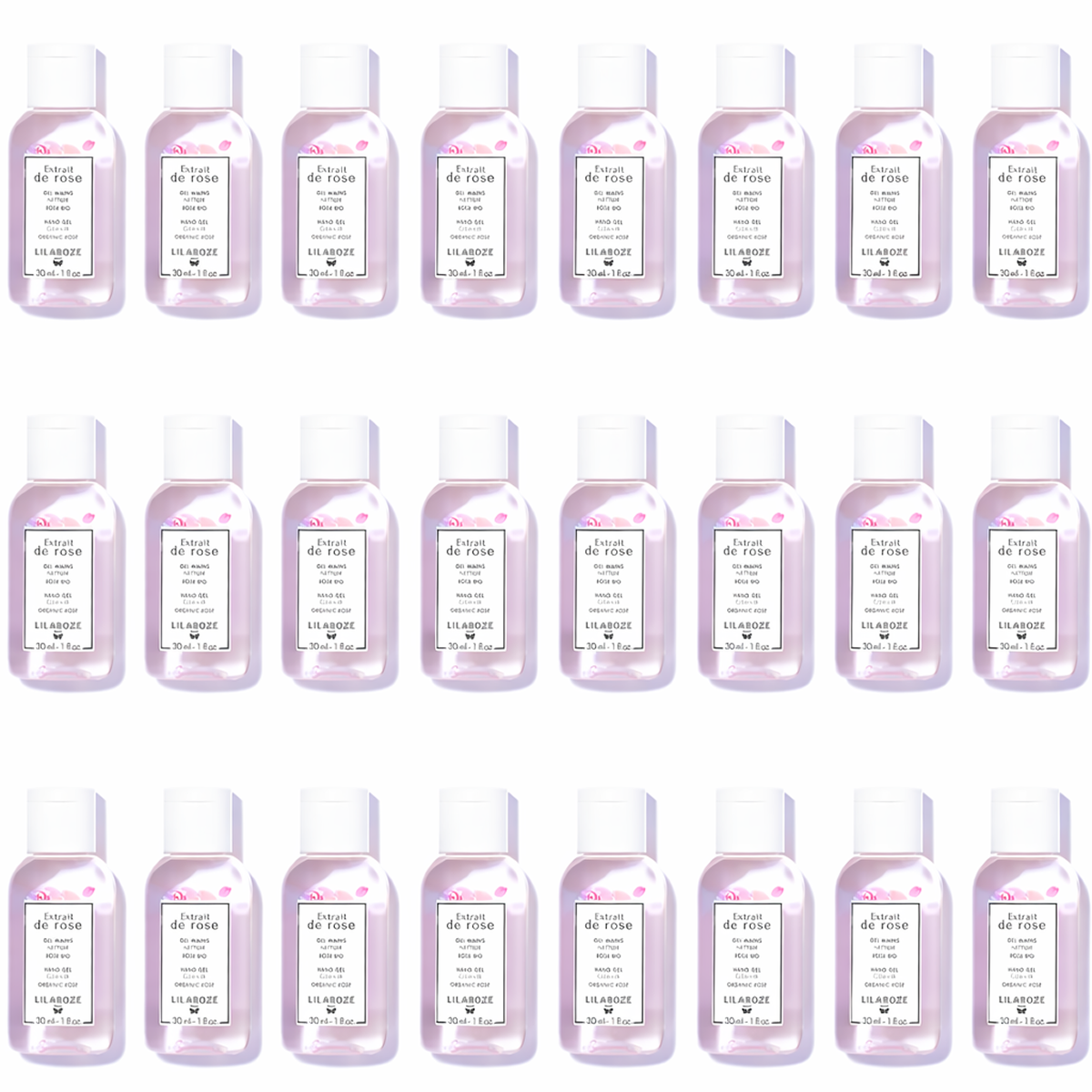 24 * 30ml Lilaroze Paris - Cleansing Hand Gel Extract of Rose