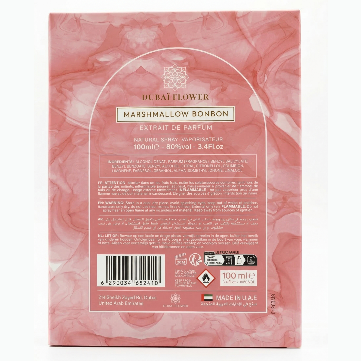 100ml Dubaï Flower - Marshmallow Bonbon - Extrait de Parfum Mixte
