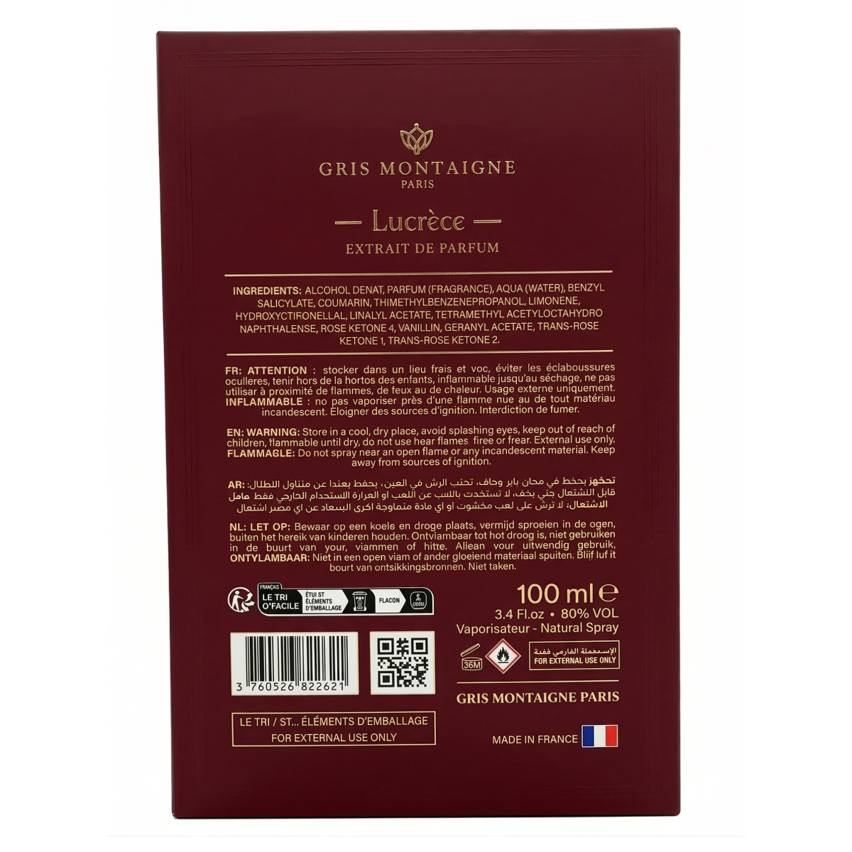 250ml Gris Montaigne - Lucrèce - Extrait de Parfum Mixte