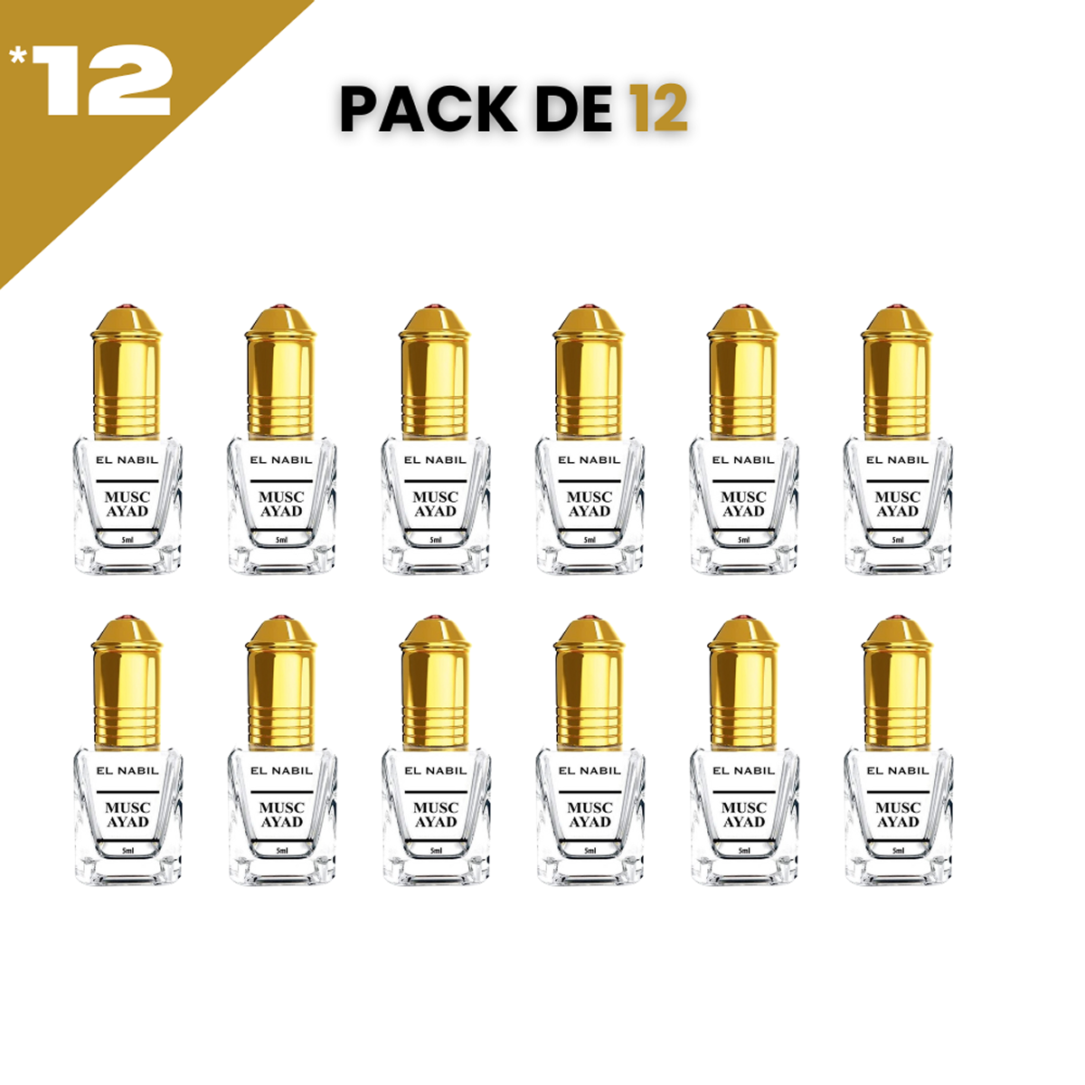 12*5ml el Nabil - Musc Ayad - Parfum Concentrate Sans Alcool