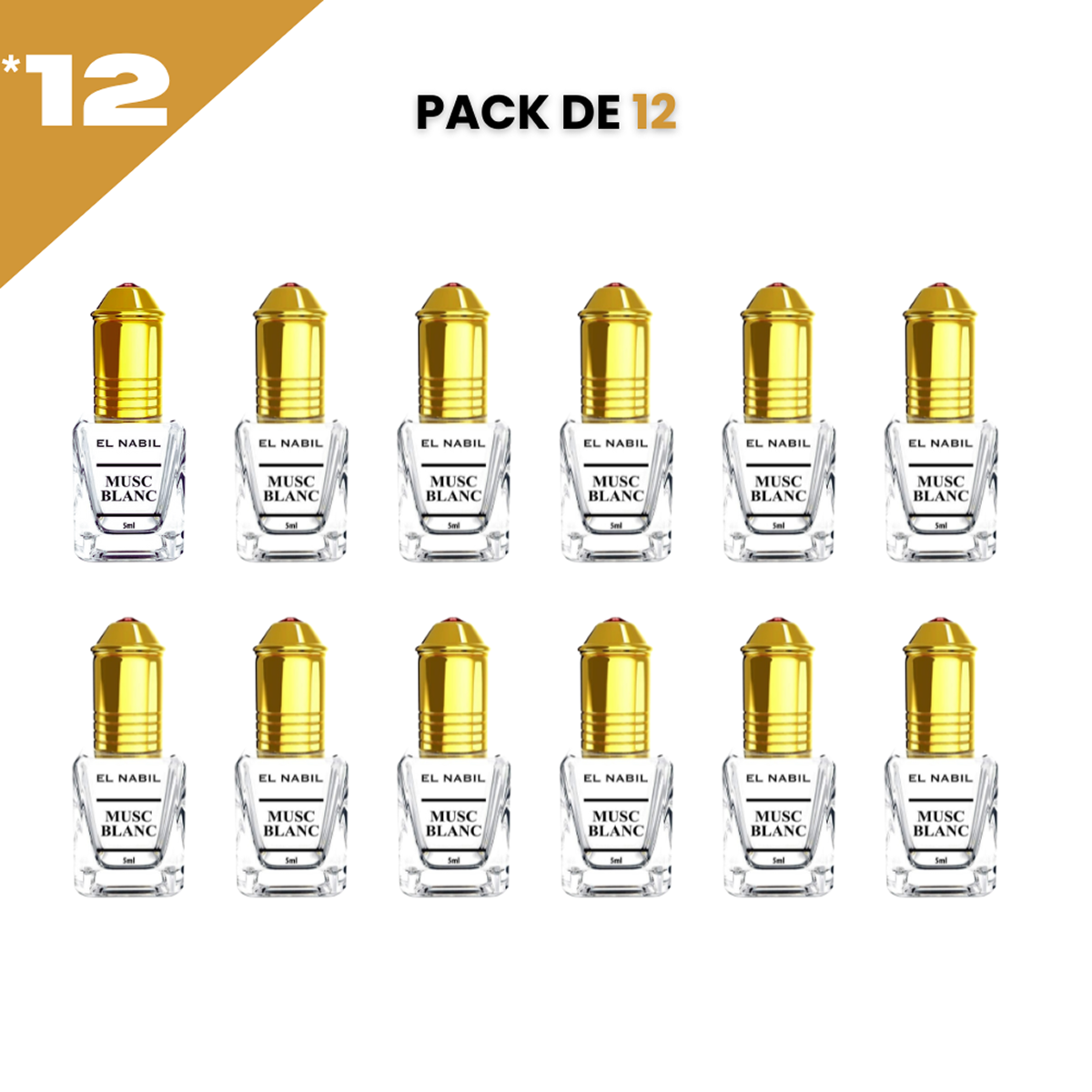 12*5ml el Nabil - Musc Blanc - Parfum Concentrate Sans Alcool 12*5ml