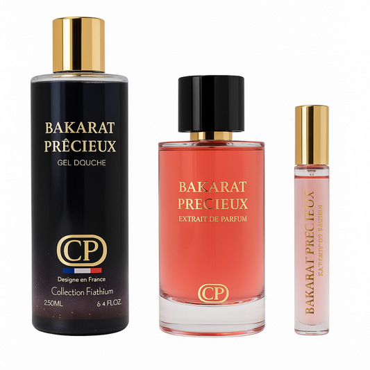 Collection Platinium - Gift Set Bakarat Précieux Perfume Extract 100ml + Shower Gel 250ml + Extrait 10ml