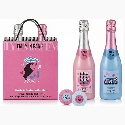 Emily in Paris - Bath & Body Collection - Gift Set Cream Bublle Bath, Bath Crystals & 2 x Bath Fizzers
