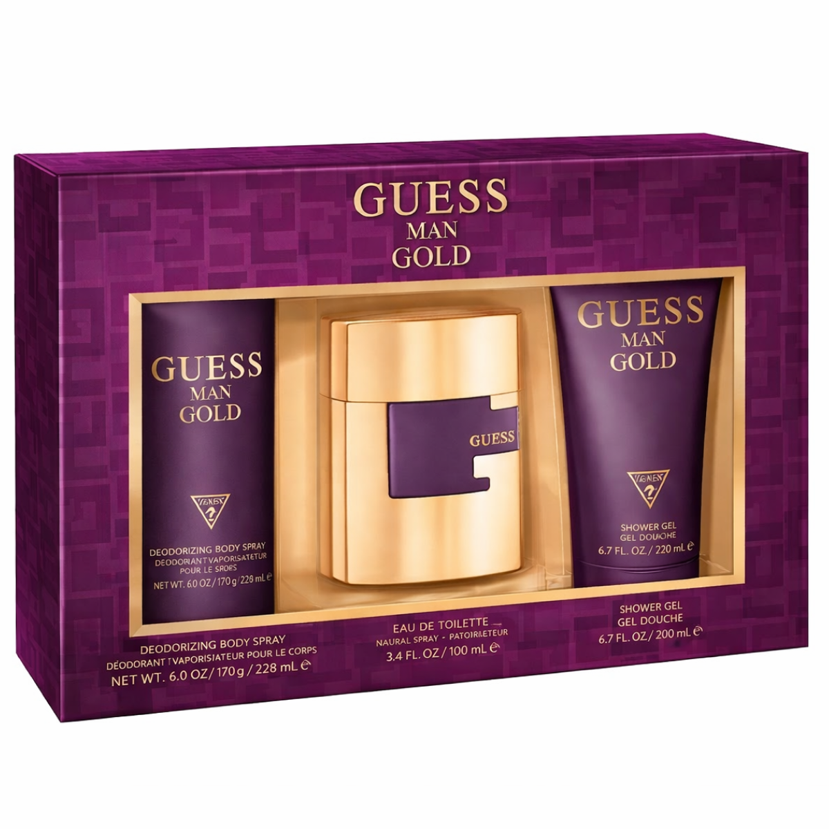 Guess - Man Gold - Gift Set for Men Deodorant 226ml + Eau de Toilette 75ml + Shower Gel 200ml