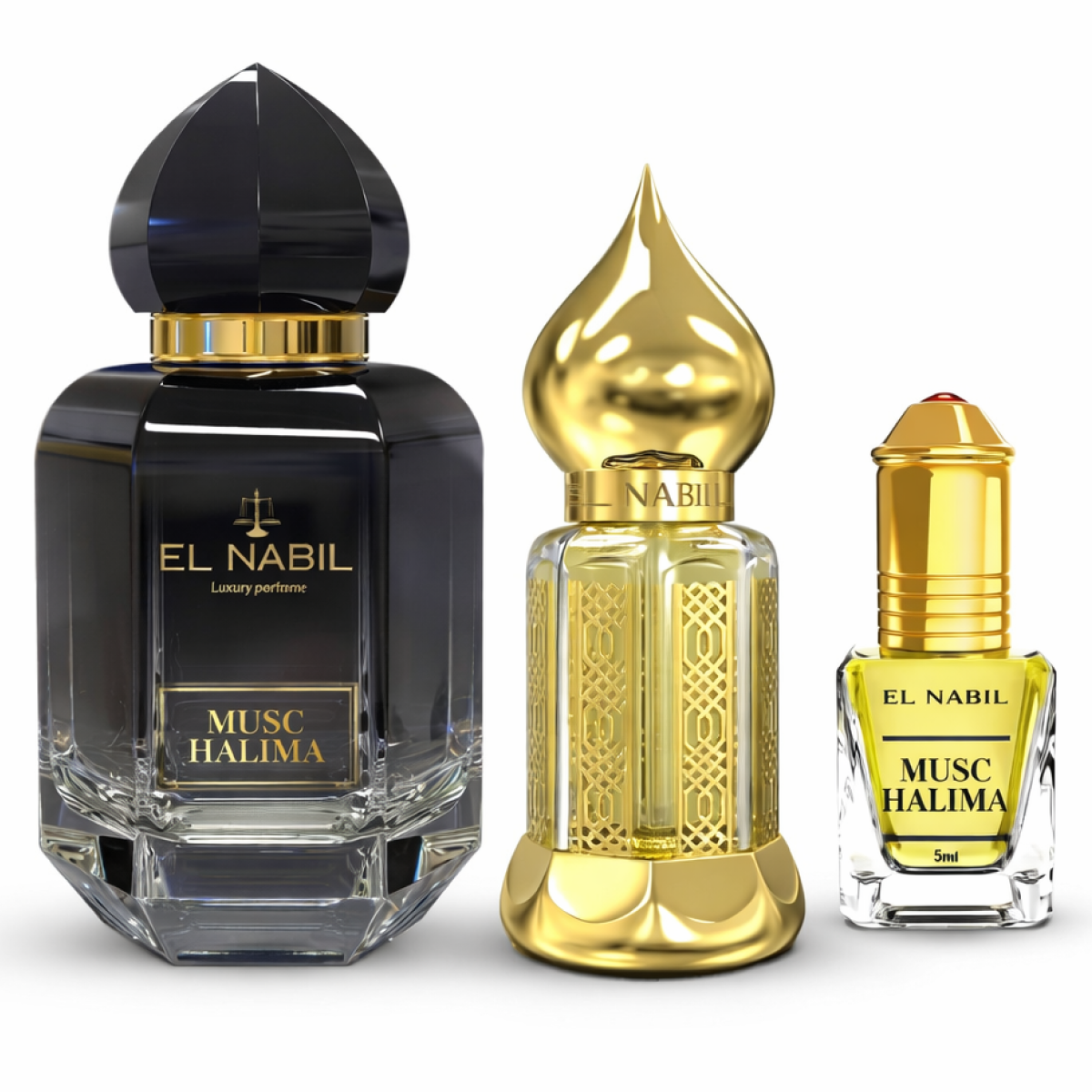 El Nabil - Gift Set Prestige Musc Halima Spray 65ml + 12ml Parfum + 5ml Roll On Perfume Extract