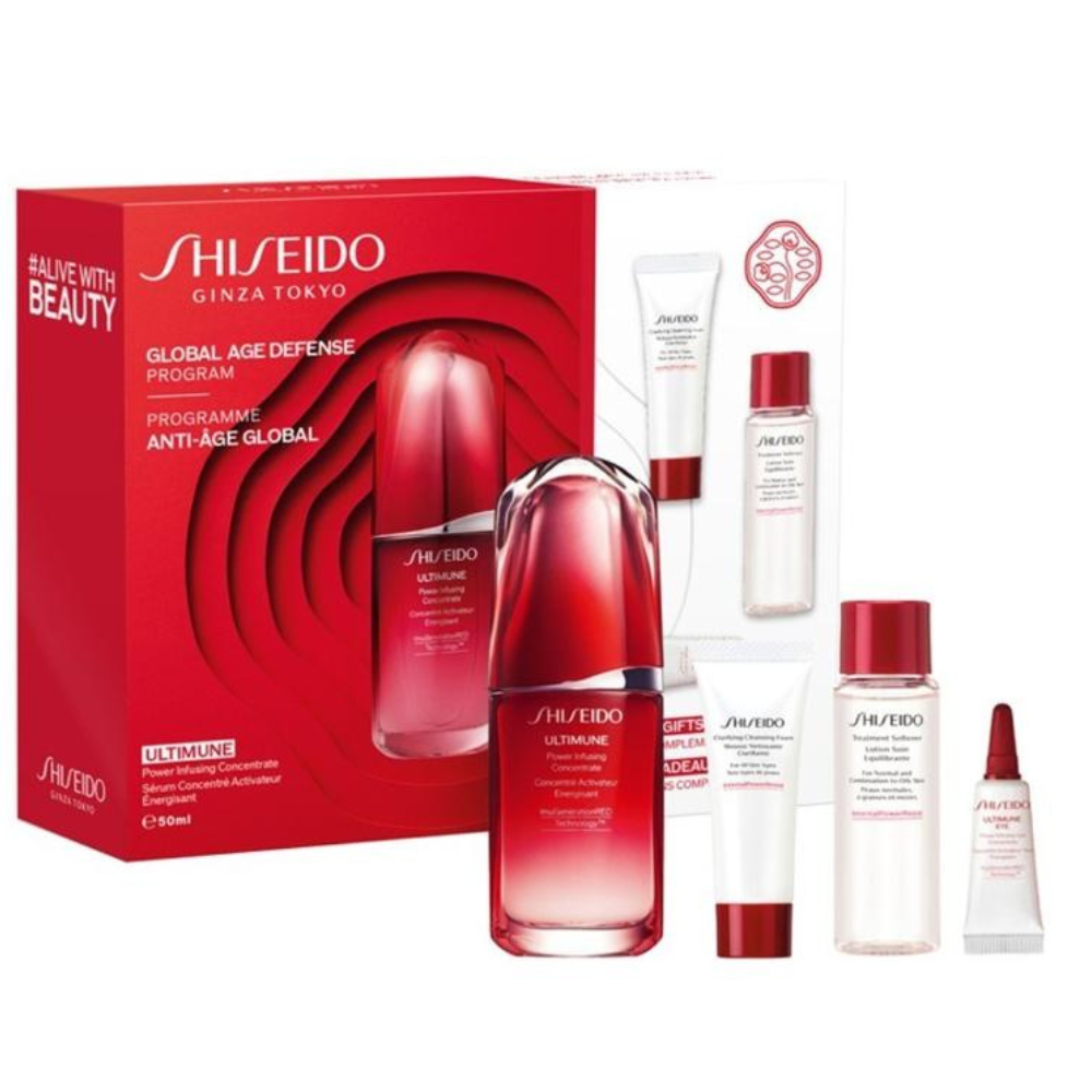 Shiseido - Global Anti-Aging Program - Ultimune Energizing Activating Concentrate Set 50 Ml
 + Clarifying Cleansing Foam 15 Ml
 +Lotion Balancing Care 30 Ml
 + Ultimune Energising Activating Eye Concentrate 3 ml