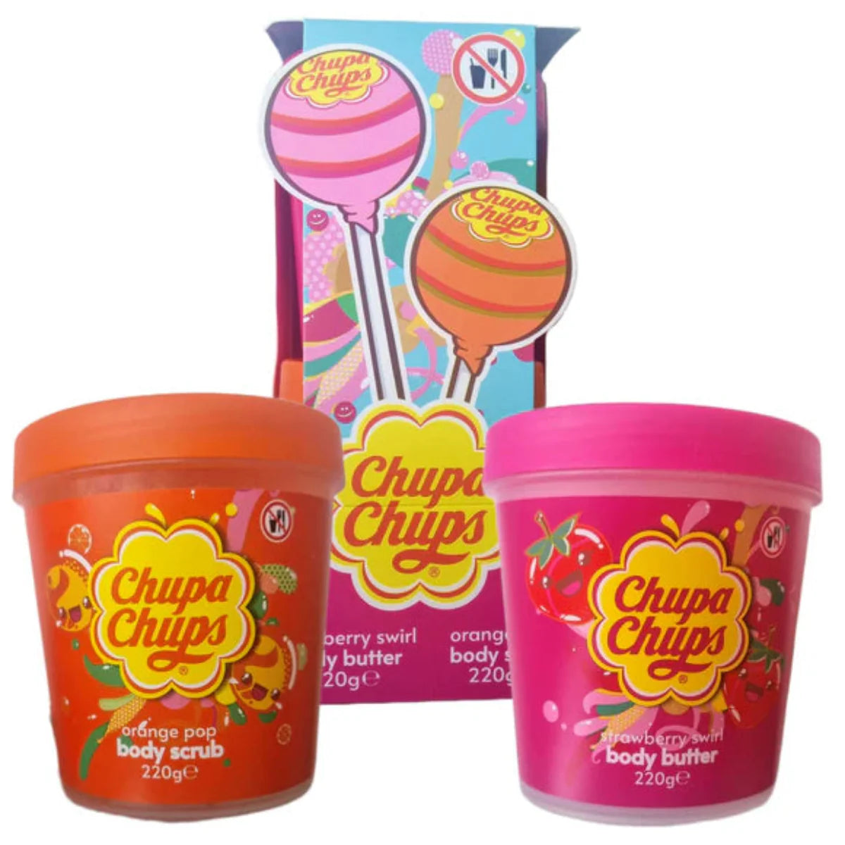 Chuppa Chups - Coffret Crème Corporel Strawberry Swirl & Gommage Corporel Orange Pop