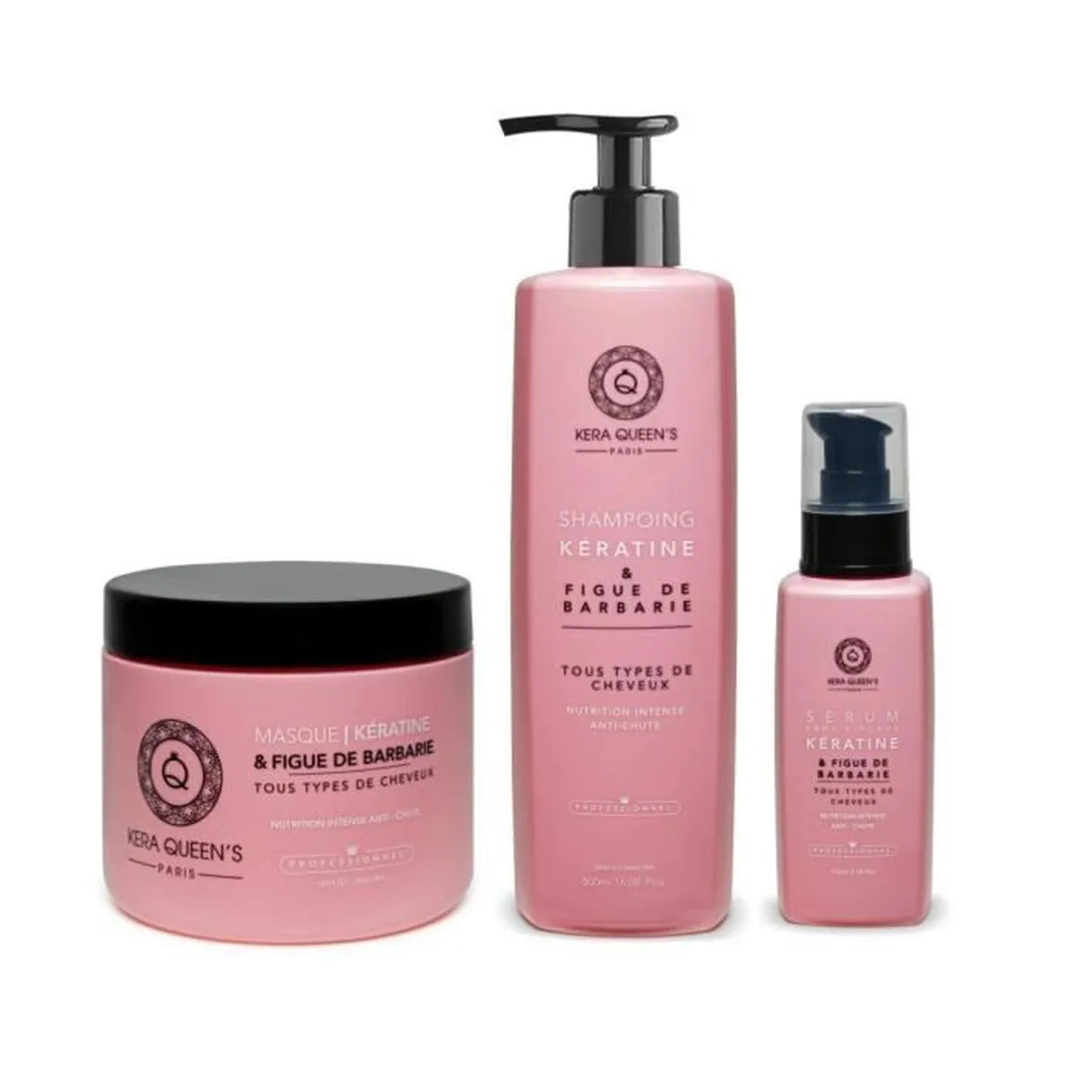 Kera Queen's - Trio Figue de Barbarie et Kératine - Shampoo 500ml + Mask 500ml + Serum 100ml