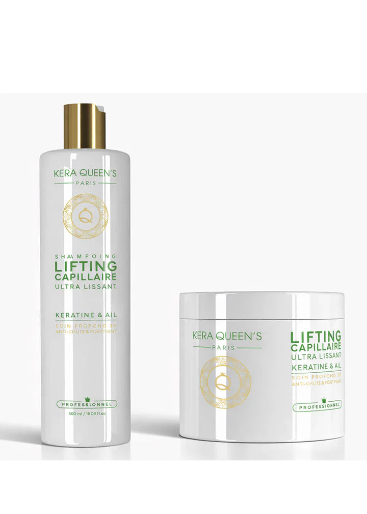 Kera Queen's - Duo lifting Kératine & ail soin profond 3D Shampoing 500ml + Masque 500ml
