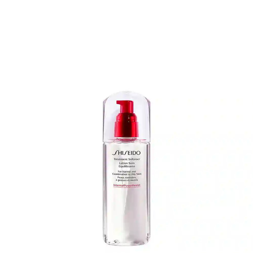Shiseido Ginza Tokyo Lotion Soin Equilibrante for mixed skin in sleek bottle with pink liquid.