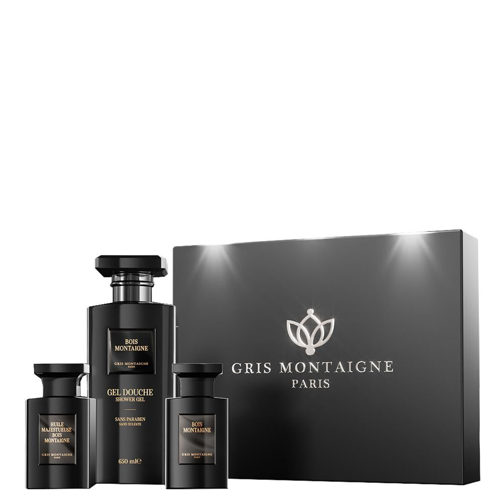 Gris Montaigne - Montaigne Wood Gift Set Shower Gel 650ml + Perfume 75ml + Oil 75ml