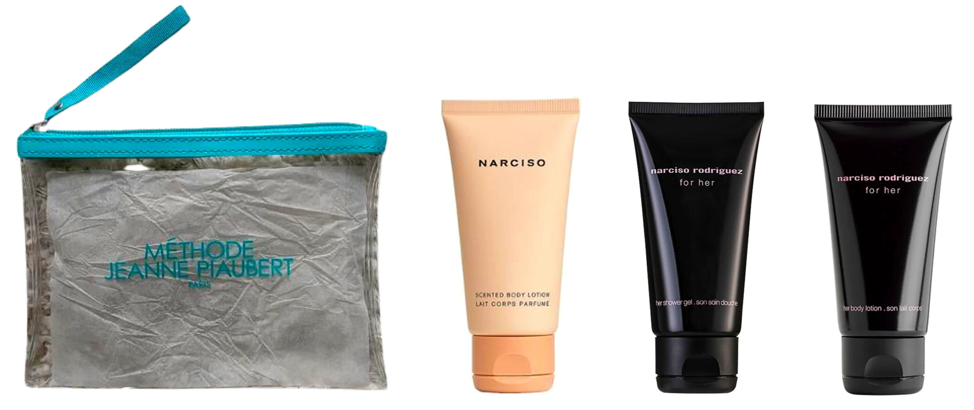Narciso Rodriguez body lotion and shower gel set with toiletry bag