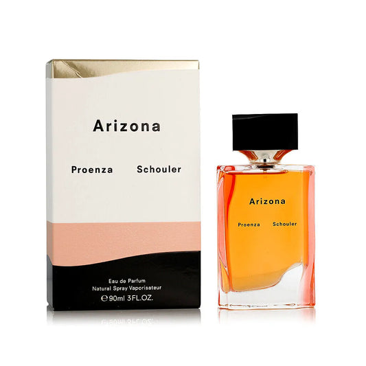 Elegant Proenza Schouler Arizona Eau de Parfum for women, featuring a sleek glass bottle with minimalist design and soft pink fragrance liquid.