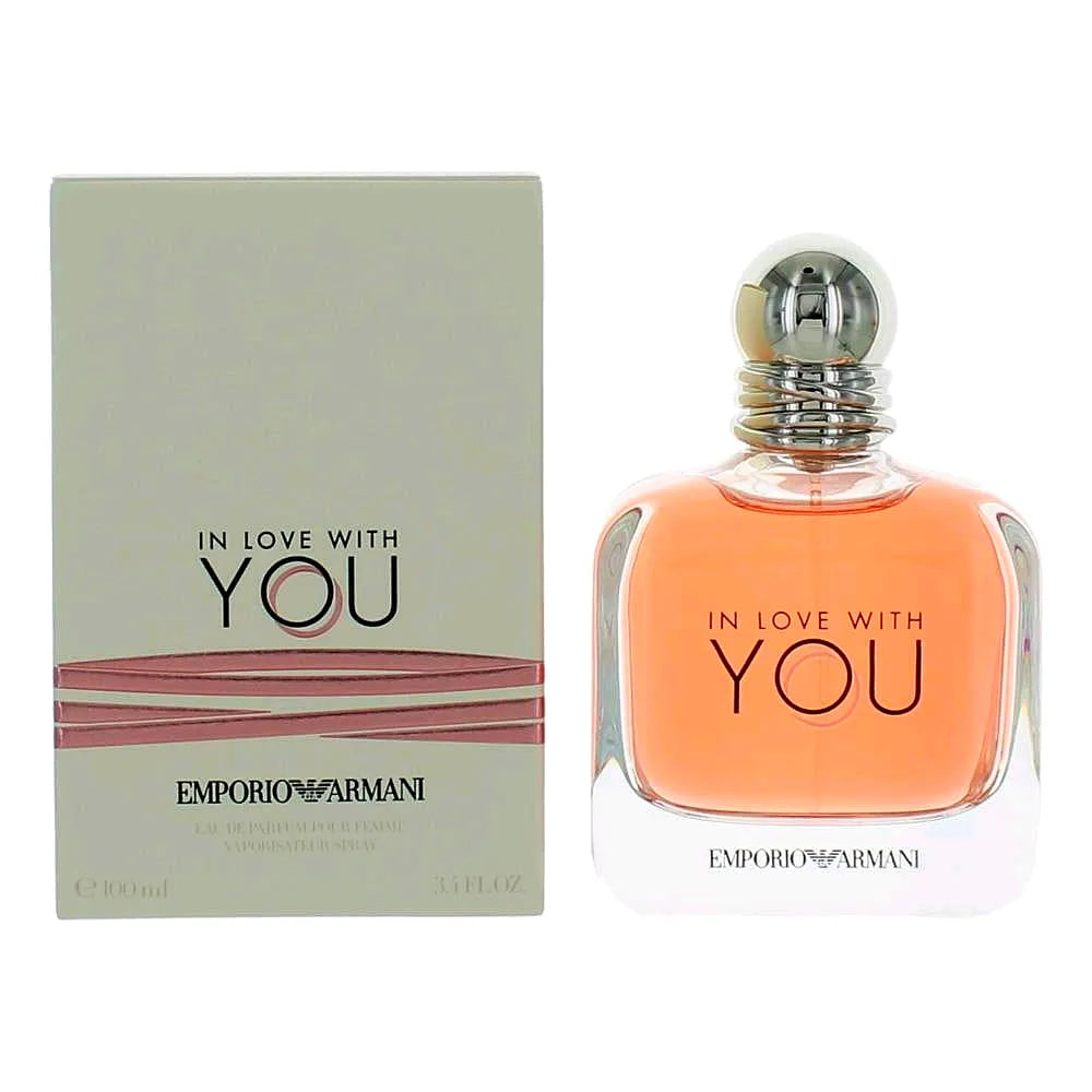 Armani - In Love With You - Eau de Parfum pour femme, a luxurious floral fragrance for women in an elegant glass bottle with a sleek pink cap.