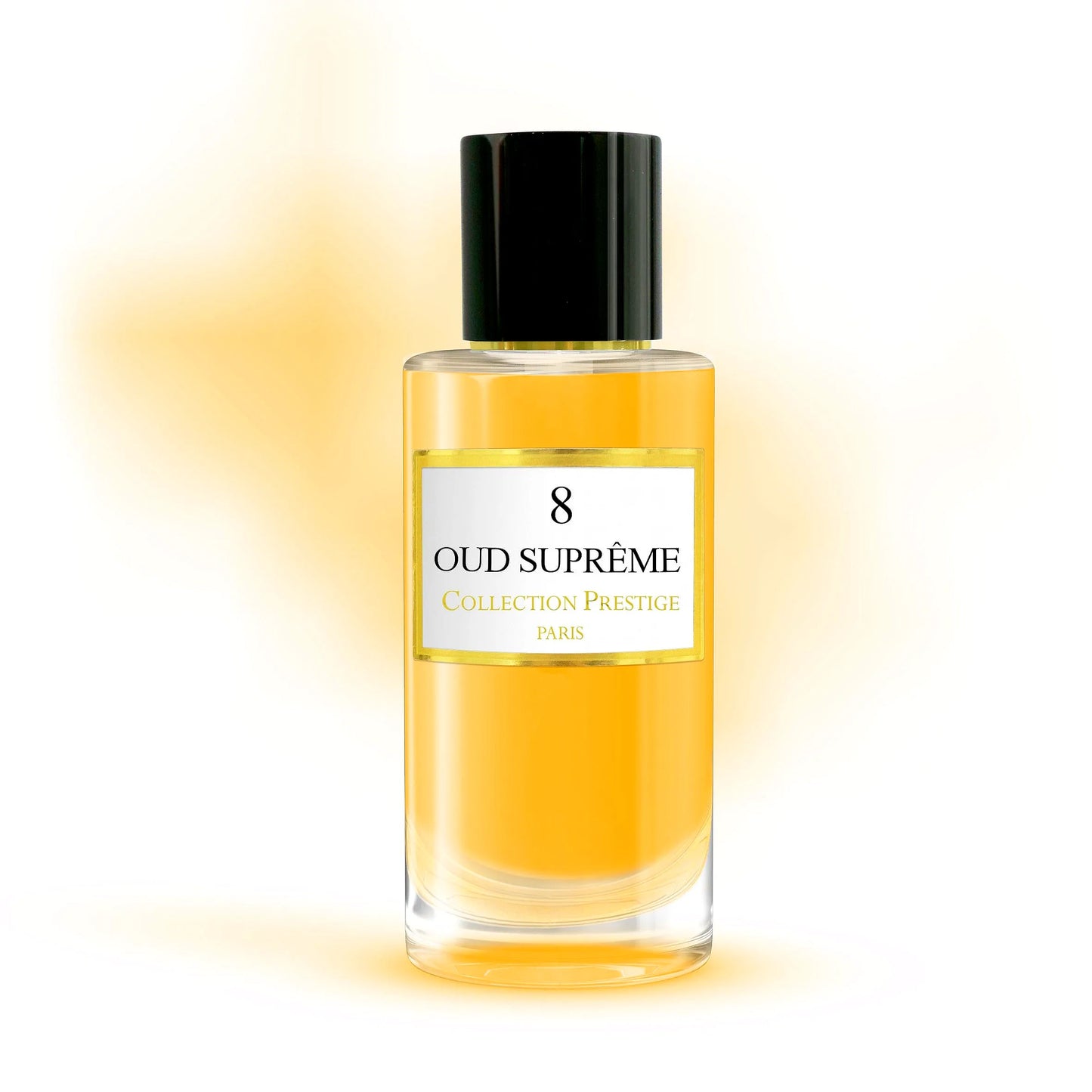 Luxurious Collection Prestige - Oud Suprême unisex Eau de Parfum bottle with elegant gold accents and a rich, dark design.