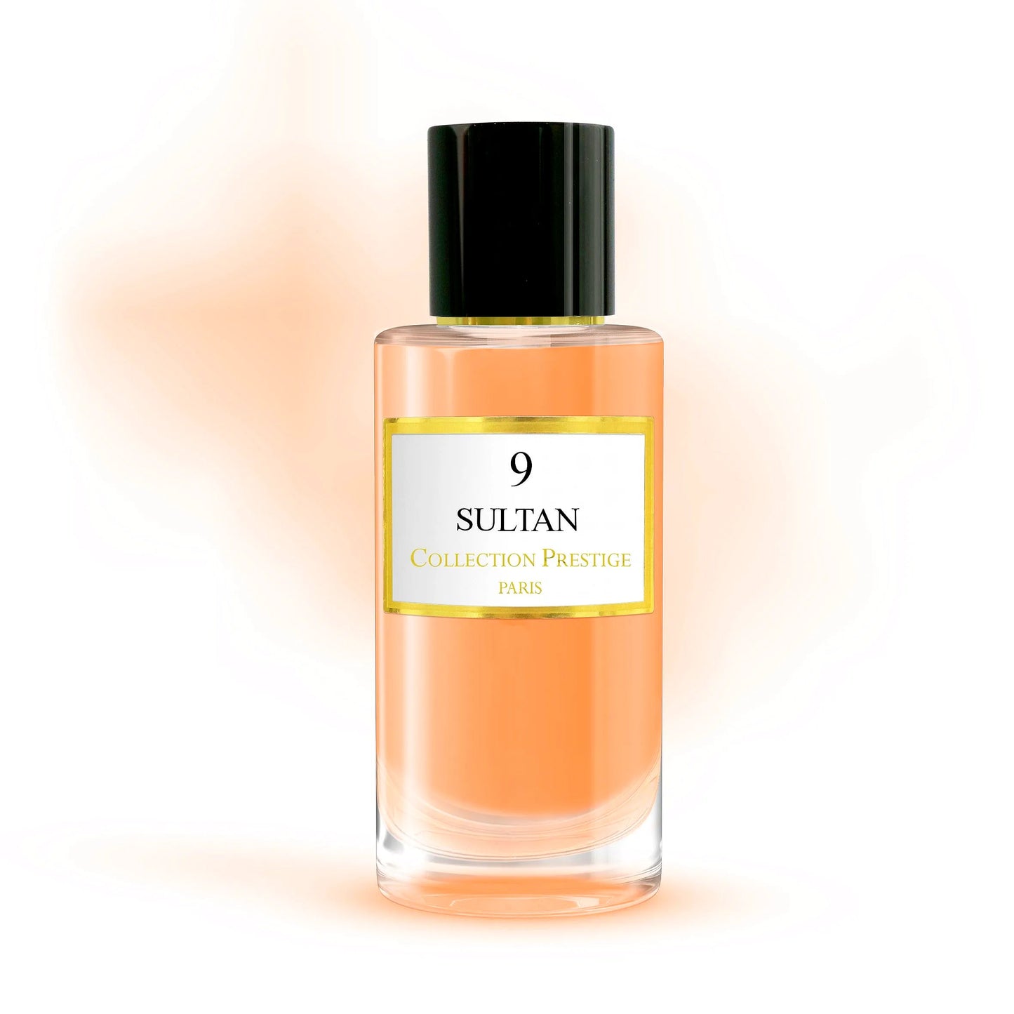 Luxurious Collection Prestige - Sultan - Eau de Parfum Mixte bottle with elegant gold detailing and a sophisticated design, set against a refined background.