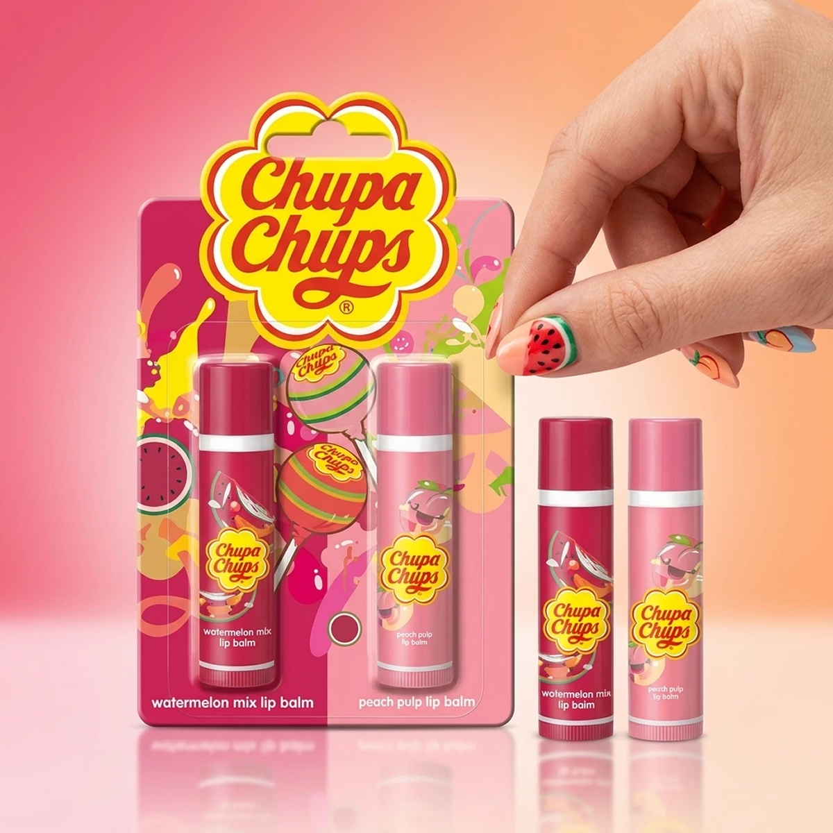 Chupa Chups - Watermelon Mix & Peach Pulp - Lip Balm